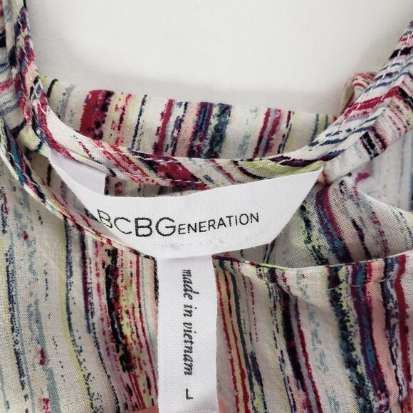 BCBGeneration Womens Romper Large Striped Multicolor Short Split Dolman Sleeve - Picture 10 of 12